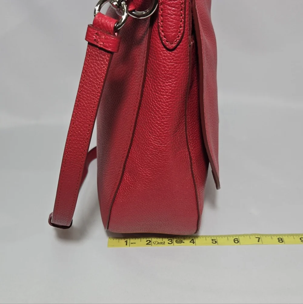 Coach Pebbled Leather Turnlock Hobo Red Purse